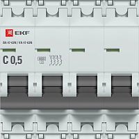Изображение Выключатель автоматический модульный 4п C 0.5А 6кА ВА 47-63N PROxima EKF M63640T5C 