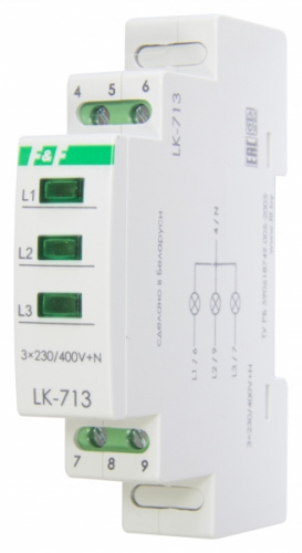 Указатель напряжения LK-713-GGG, сигнализация наличия трех фаз, 3х400/230+N IP20
LK-713-GGG Изображение Указатель напряжения LK-713-GGG, сигнализация наличия трех фаз, 3х400/230+N IP20
LK-713-GGG