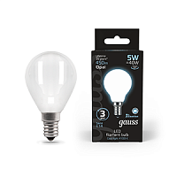 Изображение Лампа светодиодная LED 5Вт 230в,E14 Filament OPAL белый,шар Gauss  105201205 (упак.10 шт.) 