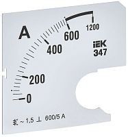 Изображение Шкала сменная для амперметра Э47 600/5А-1.5 72х72мм IEK IPA10D-SC-0600 