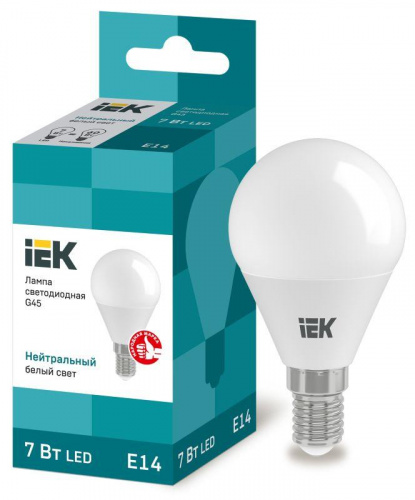 Изображение Лампа светодиодная ECO G45 шар 7Вт 230В 4000К E14  LLE-G45-7-230-40-E14 