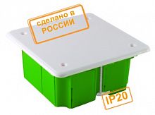 Изображение Распаячная коробка СП 92х92х45мм, крышка, метал. лапки, IP20, инд. штрихкод, TDM   SQ1403-1021 