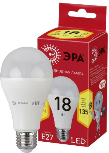Изображение Лампа светодиодная LED A65-18W-827-E27,груша,18Вт,тепл,E27 Б0031706 
