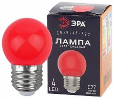 Изображение Лампа светодиодная ERARL45-E27 P45 1Вт шар красн. E27 4SMD для белт-лайт ЭРА Б0049575 