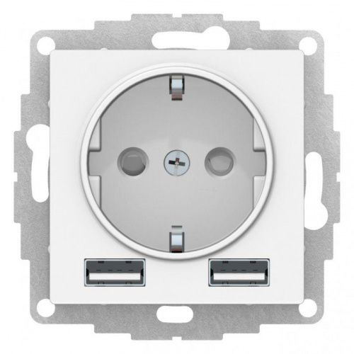 Изображение Розетка с USB Schneider Electric ATLASDESIGN, скрытый монтаж, с заземлением,  лотос  ATN001330 