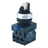 Изображение Переключатель с подсветкой NP8-10XD/211 2 полож. фикс. AC110-230В(LED) 1НО+1НЗ IP65 (R) бел. CHINT 667617 