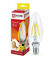 Изображение Лампа светодиодная LED-СВЕЧА-deco 9Вт 230В E14 3000К 810лм прозр. IN HOME 4690612026183 