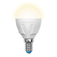 Изображение Лампа светодиодная LED-G45-7W/WW/E14/FR PLP01WH Palazzo 7Вт шар матовая 3000К тепл. бел. E14 (упак. картон) Uniel UL-00000773 