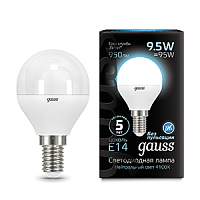 Изображение Лампа светодиодная LED 9.5Вт E14 шар,белый Gauss  105101210 (упак.10 шт.) 