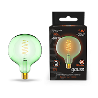 Изображение Лампа светодиодная LED-5W E27 190lm 1800K 125*178mm Filament Flexible G125-C Green Gauss 1012802105 