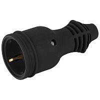 Изображение Розетка RX11-B-IP44 16А IP44 прямая с заземл. каучук черн. ЭРА Б0069325 