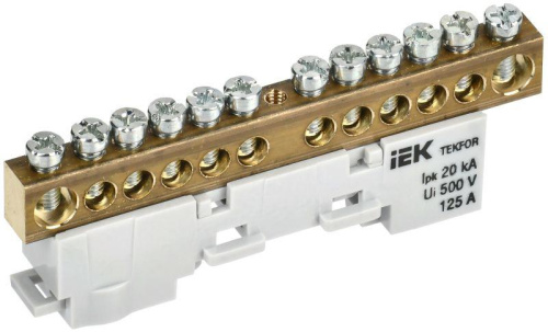 Изображение Шина нулевая N неизол. на универс. держ. 8х12-12-С TEKFOR IEK TF-NN20-12-DL-K07 