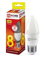 Изображение Лампа светодиодная LED-СВЕЧА-VC 8Вт 230В E27 3000К 720лм IN HOME 4690612020440 