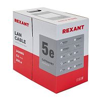 Изображение Кабель витая пара REXANT UTP 2PR 24AWG, CAT5e, бухта 305 м, серый  01-0023 