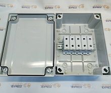 Изображение Коробка клеммная КСП-5 IP56 380х300x120 Express серая 5х150 кв.мм, 330А, 5 клемм винтовых сер./син./жз., без сальников (аналог K 7052) 