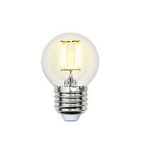 Изображение Лампа светодиодная LED-G45-5W/NW/E27/CL/DIM GLA01TR форма "шар" прозр. Air бел. 4000К диммир. упак. картон Uniel UL-00002871 