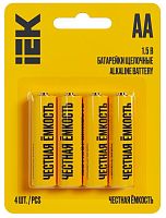 Изображение Элемент питания алкалиновый AA/LR6 Alkaline (блист.4шт) IEK ABT-LR06-OP-L04 