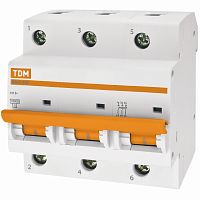 Изображение Автомат  TDM ELECTRIC ВА 47-100  3Р  10А  тип C  10кА  на DIN-рейку  SQ0207-0067 