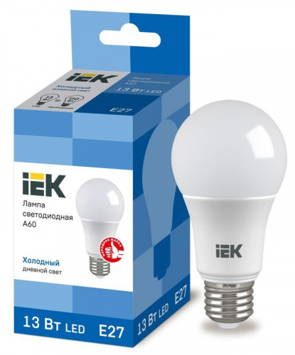 Изображение Лампа светодиодная ECO A60 шар 13Вт 230В 6500К E27  упак.:10  LLE-A60-13-230-65-E27 