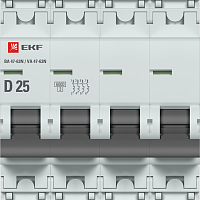 Изображение Выключатель автоматический модульный 4п D 25А 6кА ВА 47-63N PROxima EKF M636425D 
