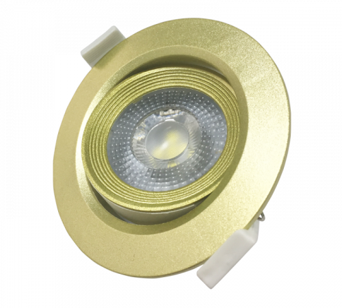 Изображение Светильник светодиодный точечный  точечный ДВО-7Вт 4000K 490Лм 38° круг/поворот золотой IP40 Jazzway 5014954 