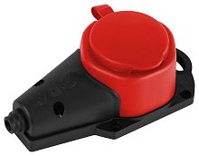 Изображение Колодка ЭРА KX-1e-RED-IP44 каучуковая с заземлением 1 розетка 16A IP44 красн. Эра Б0068412 