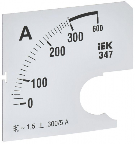 Изображение Шкала сменная для амперметра Э47 300/5А-1.5 72х72мм IEK IPA10D-SC-0300 