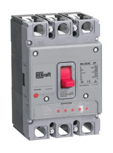 Изображение Выключатель автоматический силовой 3п 100А 70кА ВА-353E электрон. расцеп. DEKraft 22659DEK 