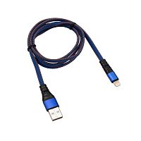 Изображение Кабель USB-Lightning 2.4А 1м син. нейлоновая оплетка Rexant 18-7053 