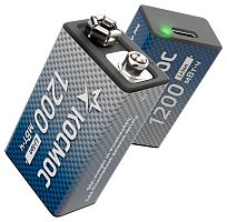 Изображение Аккумулятор крона Li-ion 9В 1200мАч (блист.1шт) КОСМОС KOCLi9V1200mAh1BL 