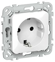 Изображение Розетка СП FLITE РС11-1-ФлБ 16А с заземл. без защ. шторок безвинтовое крепление механизм бел. IEK FI-R11-16-1-K01 
