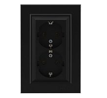 Изображение Розетка двойная с заземления Karea черн. Makel 56054082 