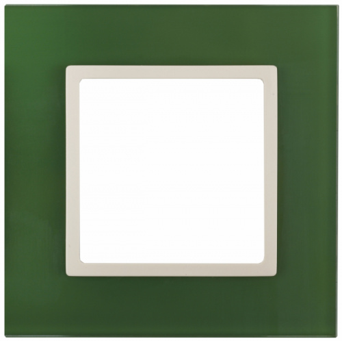 Изображение ЭРА 14-5101-27 Рамка на 1 пост, стекло, Elegance, зелёный+сл.кость Б0034481 