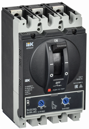 Изображение Выключатель автоматический в литом корпусе 3п G 50кА 250А расцепитель электронный стандарт. IEK AR-MCCB-3G-050-0250A-ELSC 
