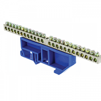 Изображение Шина "0" N (6x9мм) 24 отв. никель синий изолятор на DIN-рейку EKF  sn1-63-24-d  (упак.20) 