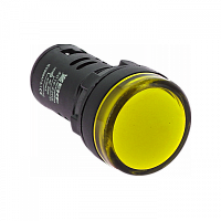 Изображение Лампа индикаторная в сборе 1 источник света желтая круглая линза, плоская 230В AC d22мм E10 IP40 EKF  ledm-ad16-o 