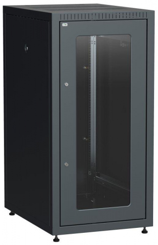 Изображение Шкаф сетевой LINEA E 24U 600х800мм стекл. передняя дверь задняя металлическая черн. ITK LE05-24U68-GM 