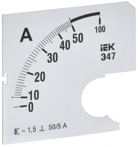 Изображение Шкала сменная для амперметра Э47 50/5А-1.5 72х72мм IEK IPA10D-SC-0050 