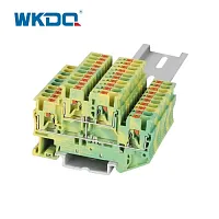 Изображение Клемма 4-проводная проходная 4мм2 на DIN рейку JPTTB 4-PE двухуровневая Push-in желто-зеленая 500V/32A  3211854WE WONKE ELECTRIC 