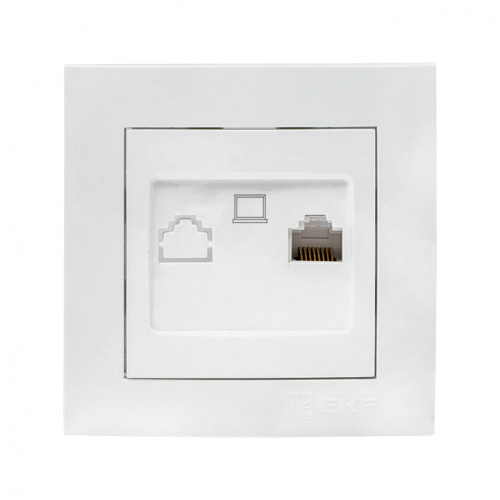 Изображение Валенсия розетка компьютерная RJ-45 1-местная белая EKF PROxima  EWK01-035-10 