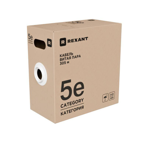 Изображение Кабель витая пара F/UTP кат.5E 4х2х24AWG LSZH нг(А)-HF INDOOR SOLID оранж. РФ (305м) Rexant 01-0150-R 