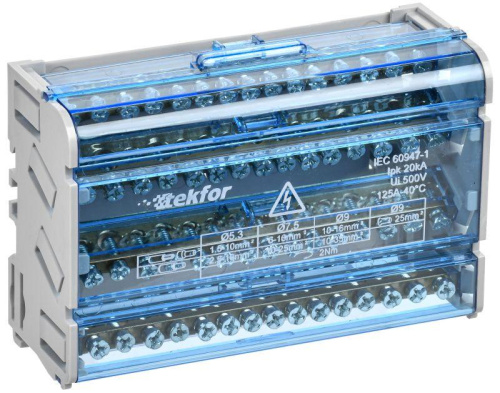 Изображение Шины на DIN-рейку (кросс-модуль) ШНК 4х15 3L+PEN TEKFOR IEK TF-DN10-4-15-125 