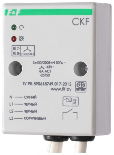 Изображение Реле контроля наличия и чередования фаз CKF (монтаж на плоскость; 3х400/230+N 8А 1Z IP65) F&F EA04.002.001 