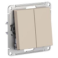 Изображение Выключатель 2-клавишный кнопочный Systeme Electric ATLASDESIGN, скрытый монтаж, песочный  ATN001217 