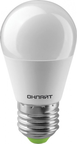 Изображение Лампа светодиодная LED 8вт E27 белый матовый шар ОНЛАЙТ    арт. 71627  (упак.10шт.)  19738 