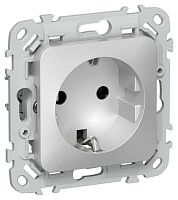 Изображение Розетка СП FLITE РС11-1-ФлА 16А с заземл. без защ. шторок безвинтовое крепление механизм алюм. IEK FI-R11-16-1-K47 