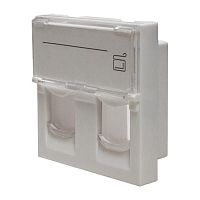 Изображение Панель лицевая 2 порта 45х45 Keystone шторки откидное маркиров. окно (DIY) SUPRLAN 10-0302-1 