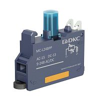 Изображение Блок контактный с клеммным безвинтовым зажимом со светодиодом на 9-24В син. DKC MC-L24BPP 