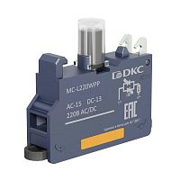 Изображение Блок контактный с клеммным безвинтовым зажимом со светодиодом на 220В бел. DKC MC-L220WPP 