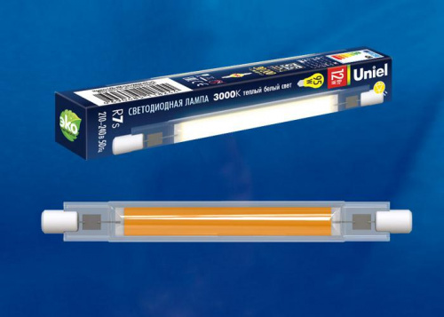 Изображение Лампа светодиодная LED-J118-12W/3000K/R7s/CL GLZ07TR прозр. картон Uniel UL-00005059 